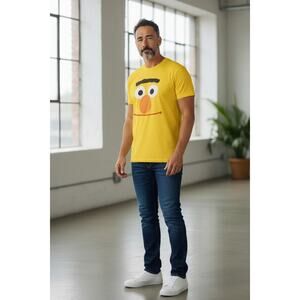 M&O Gold XXL Yellow Bert Face Graphic T-Shirt Sesame Street Adult Tee